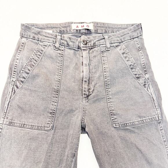AMO Easy Army Trouser Washed Black Raw Hem Gray Denim Jeans Size 28 - Picture 6 of 9